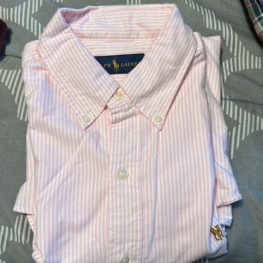 Ralph Lauren pink/white striped classic Oxford
